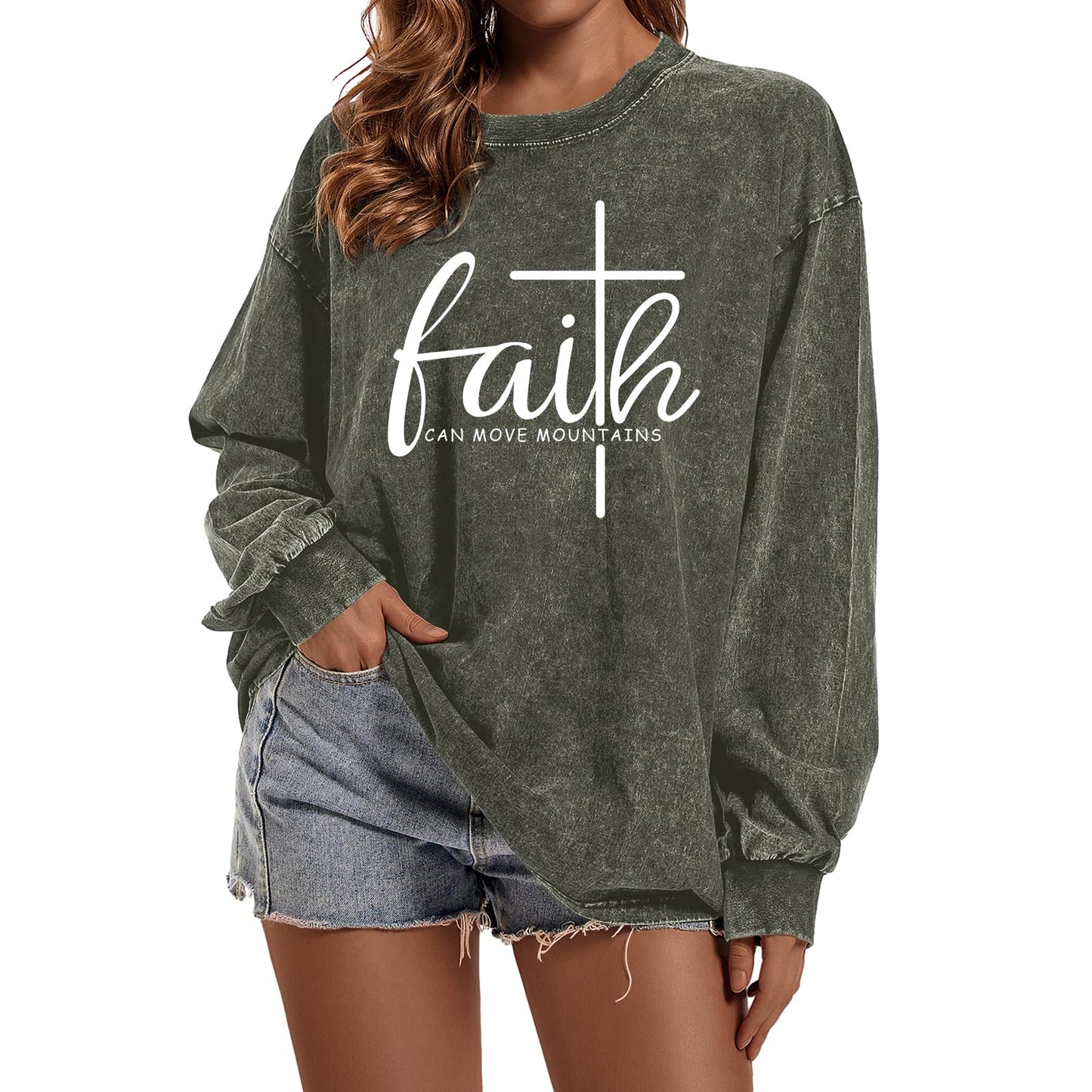Christian Shirts for Women Faith Can Move Mountains