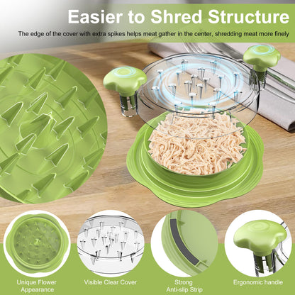 SURETIVIAN Chicken Shredder Tool Twist Large Chicken Breast Shredder with Brush&Fork, Visible Meat Shredder Machine, Anti-Slip Strip, Ergonomic Handle, BPA Free, Pork Beef Chicken(Hot Pink)