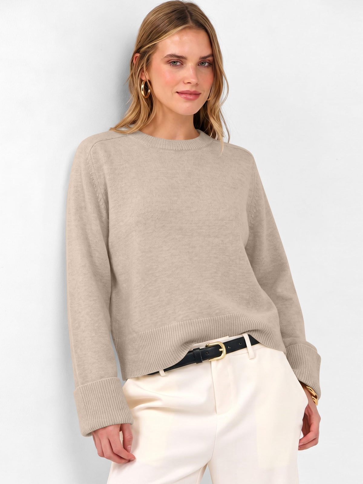 ANRABESS Sweaters for Women Cropped Fall Lightweight Pullover