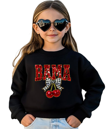 Olive Loves Apple Bama Red Ink-Printed Sequins Sweatshirt for Women & Teens Alabama Fall Sports Sweater