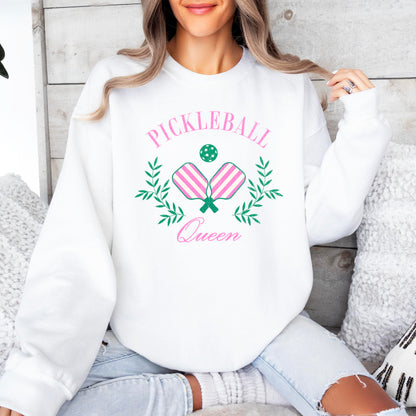 Olive Loves Apple Pickleball Queen Sweatshirt for Women and Teens Cozy Pickleball-Inspired Pullover