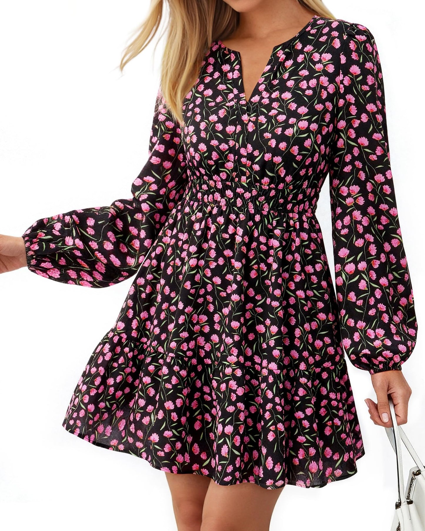 BTFBM Women’s Floral Long Sleeve Mini Dress