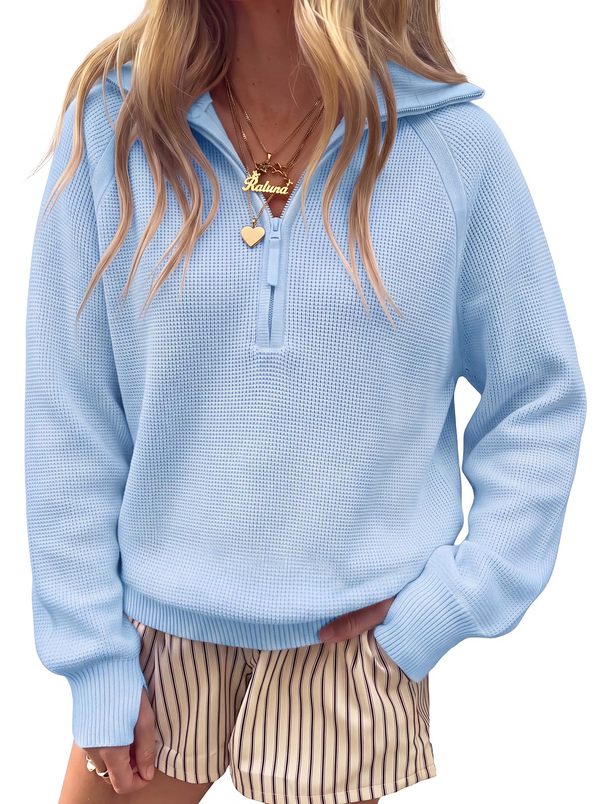 Women's Half Zip Sweater Long Sleeve Pullover