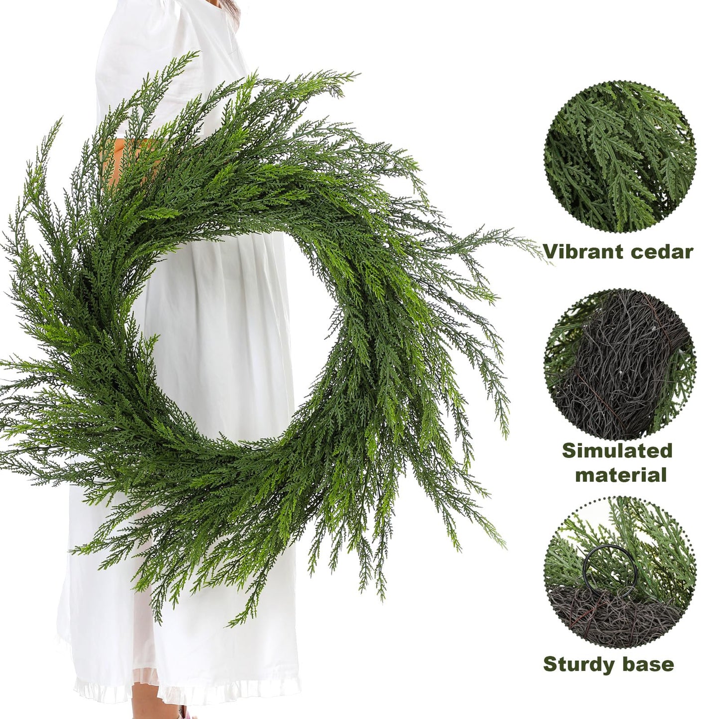 Wavwavw 48" Christmas Large Norfolk Pine Wreath for Front Door