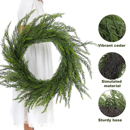 Wavwavw 48" Christmas Large Norfolk Pine Wreath for Front Door