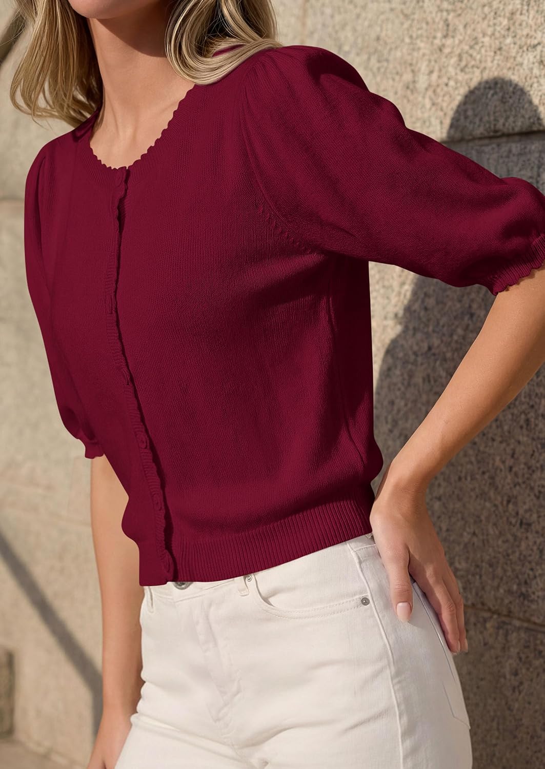 PRETTYGARDEN Women Short Sleeve Lightweight Knit Cardigans