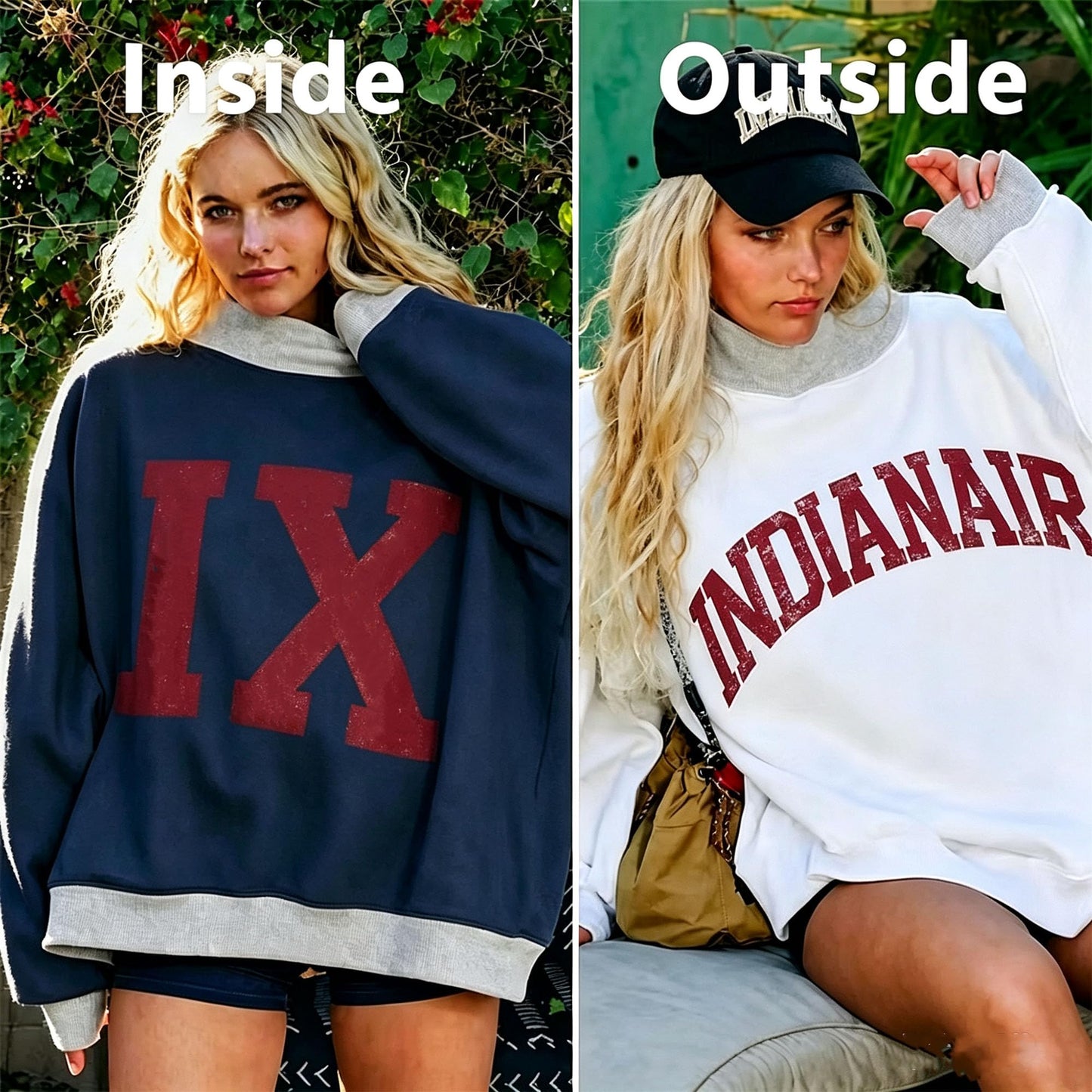 Personalized College Team Reversible Mockneck Sweatshirt, Custom Name with Font & Color Choices