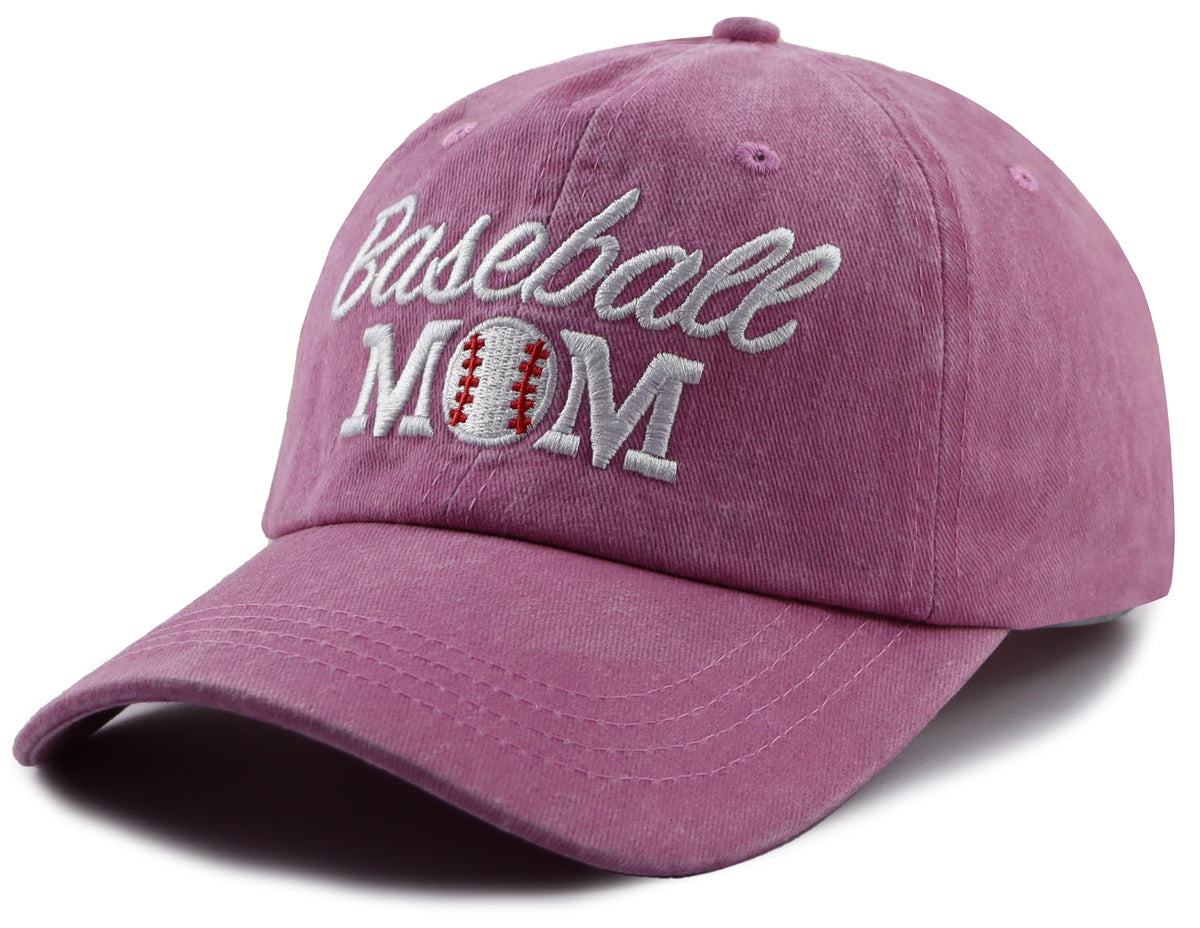 Distressed Baseball Mom Dad Hat for Women, Adjustable Washed Embroidered Baseball Cap for Mama