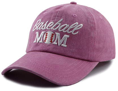 Distressed Baseball Mom Dad Hat for Women, Adjustable Washed Embroidered Baseball Cap for Mama