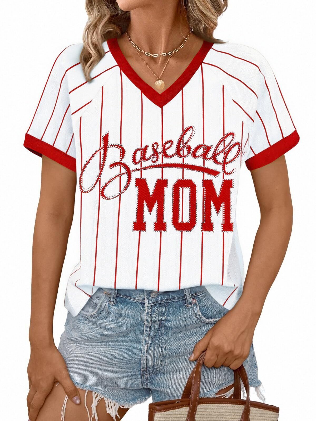 Baseball Shirt Women Baseball Mom Shirts Baseball Game Day Top
