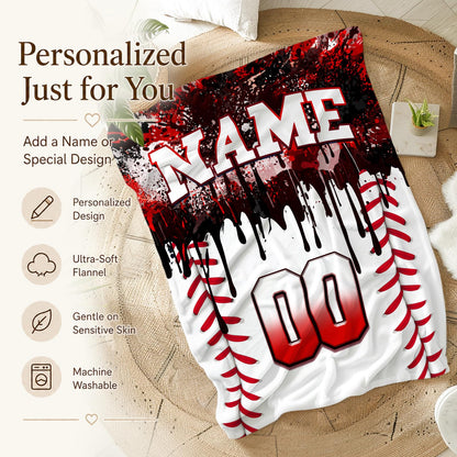 Kids Blanket Custom Baseball Blankets, Splashed Ink Throw Bed Travel
