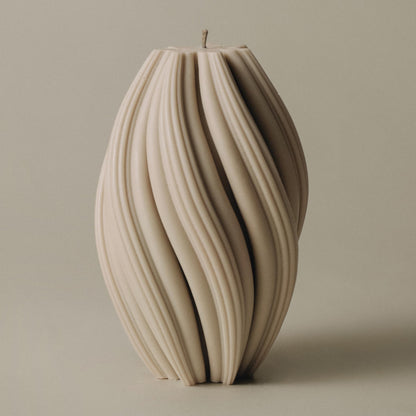 LAWA Swirl Candle - Beautiful Handmade Pillar Soy Wax Twirl Elegant Bubble Aesthetic Candle Housewarming Gift Home Room Shelf Decor Idea Spiral White Large