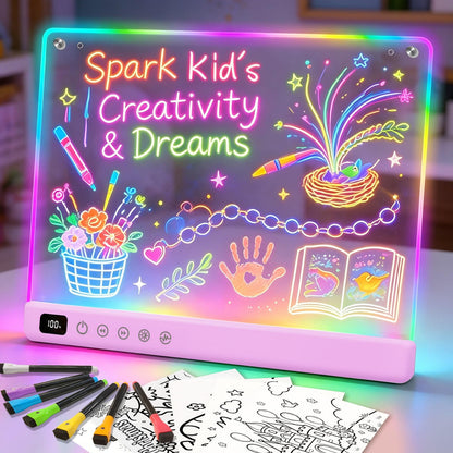 Led Drawing Board with 13 Light Effects, 16" Rechargeable Glow Doodle LED Note Board with Colors, Neon Light Up Drawing Tablet Gifts for Kids for Easter Birthday Christmas Gift Ideas
