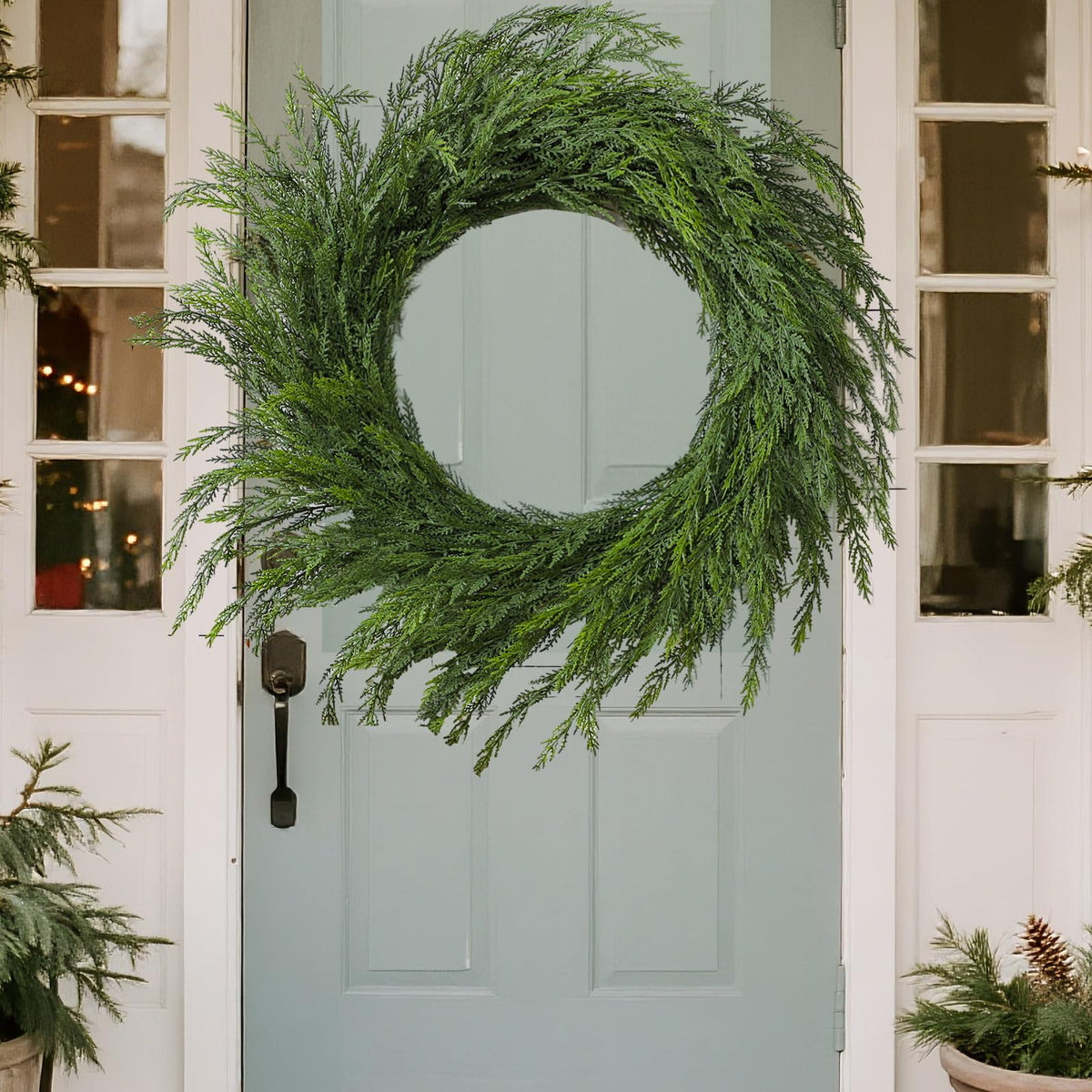 Wavwavw 48" Christmas Large Norfolk Pine Wreath for Front Door