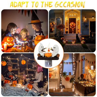 oyeftp Halloween Ghost Bubble Bath Lamp, Cute Bathtub Ghost Night Lights for Halloween Decor, Reading Books Nightlight, Halloween Decorations for Indoor Readers & Book Lover Desk Home Party