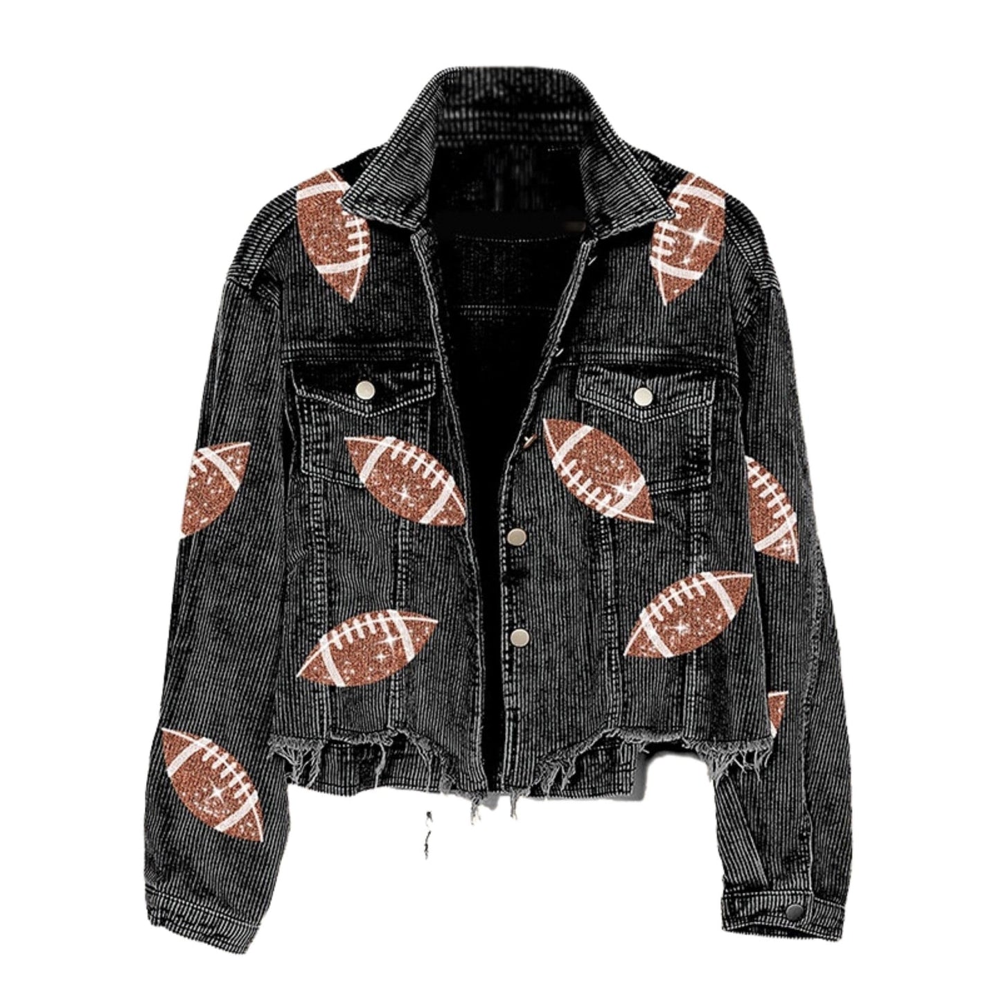 Xunger Women’s Football Corduroy Sequin Jacket