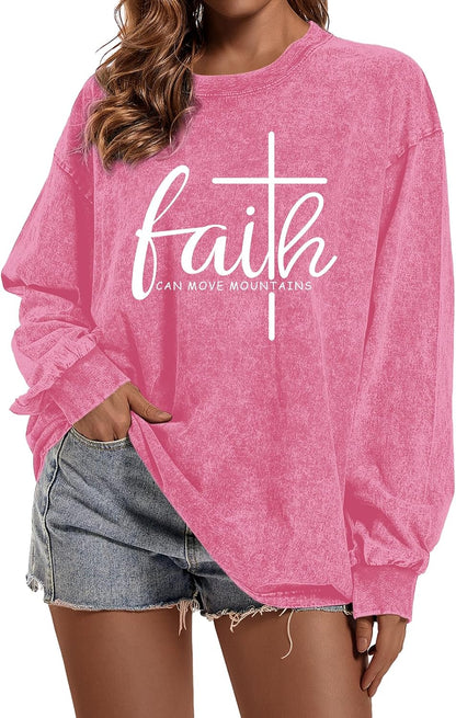 Christian Shirts for Women Faith Can Move Mountains