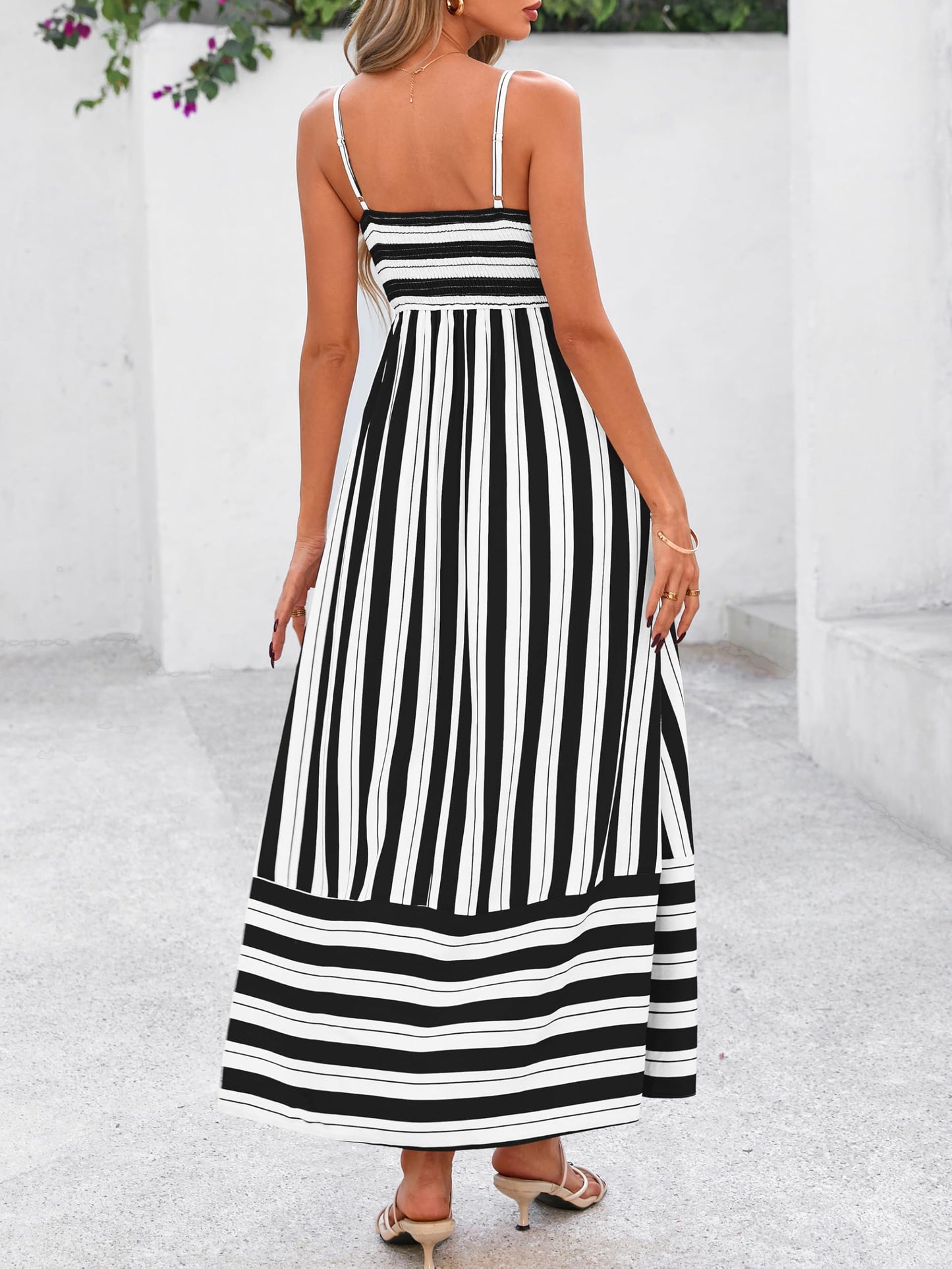 PRETTYGARDEN Women’s Boho Floral Striped Summer Maxi Dress