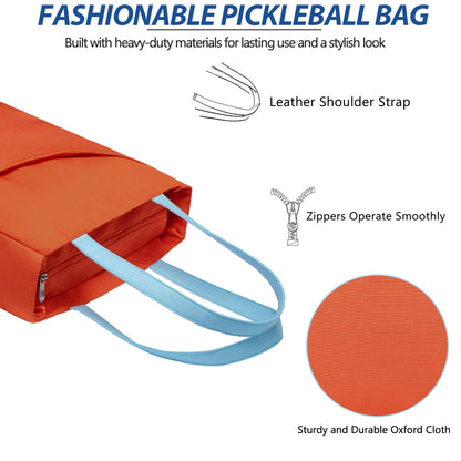 Pickleball Bag for Women Stylish Nylon Tote Fits 2 Paddle, Ball, Gear, Utility Shoulder Handbag for Sports