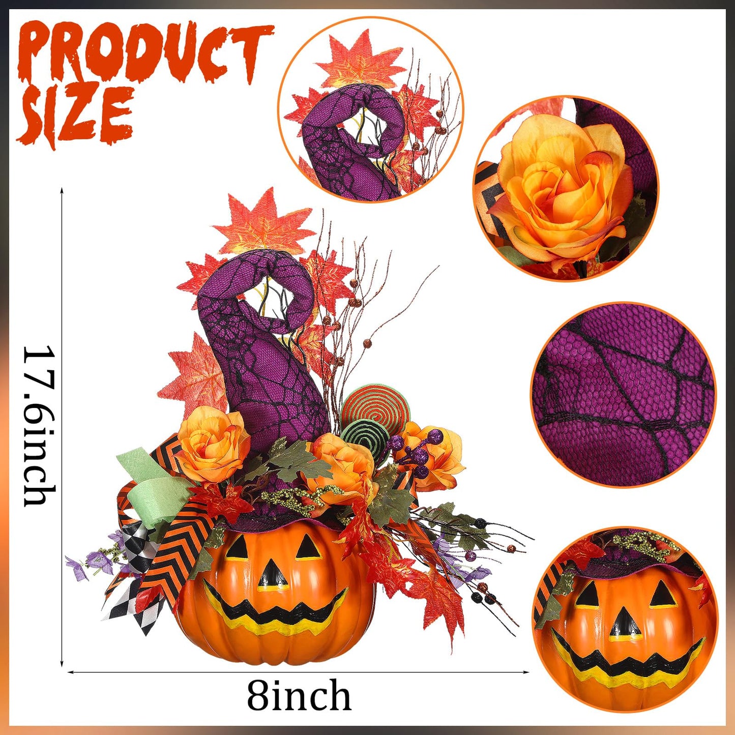 Daifunli Halloween Table Centerpieces Decorations Witch Boot and Pumpkin Artificial Flowers Halloween Tabletop Decorations for Home Kitchen Indoor Haunted Party Decoration 12x17 Inch