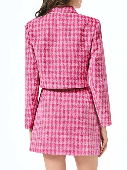Cicy Bell Womens Cropped Tweed Business Casual Suit