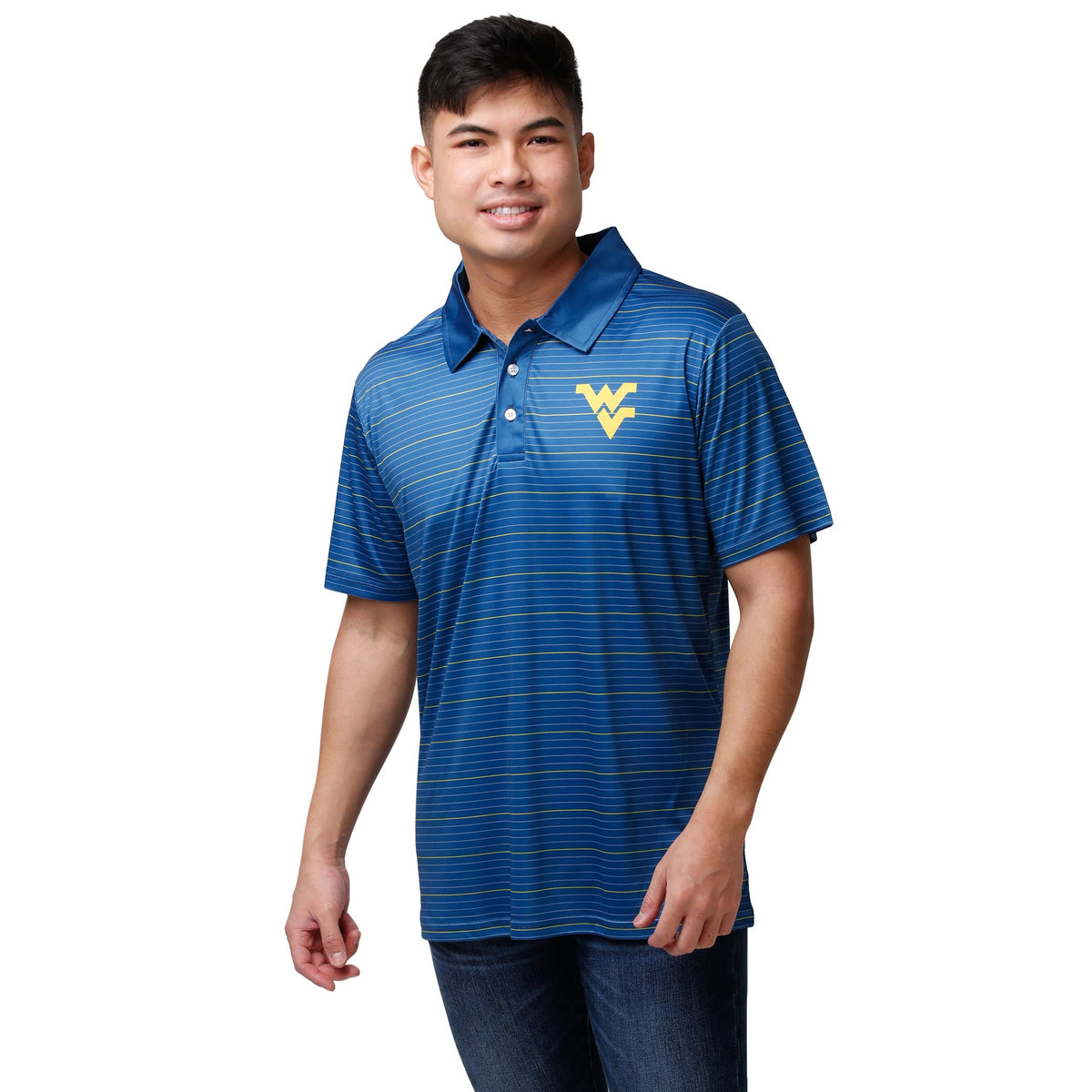 FOCO NCAA Mens NCAA College Team Logo Striped Polyester Polo Short Sleeve Shirt