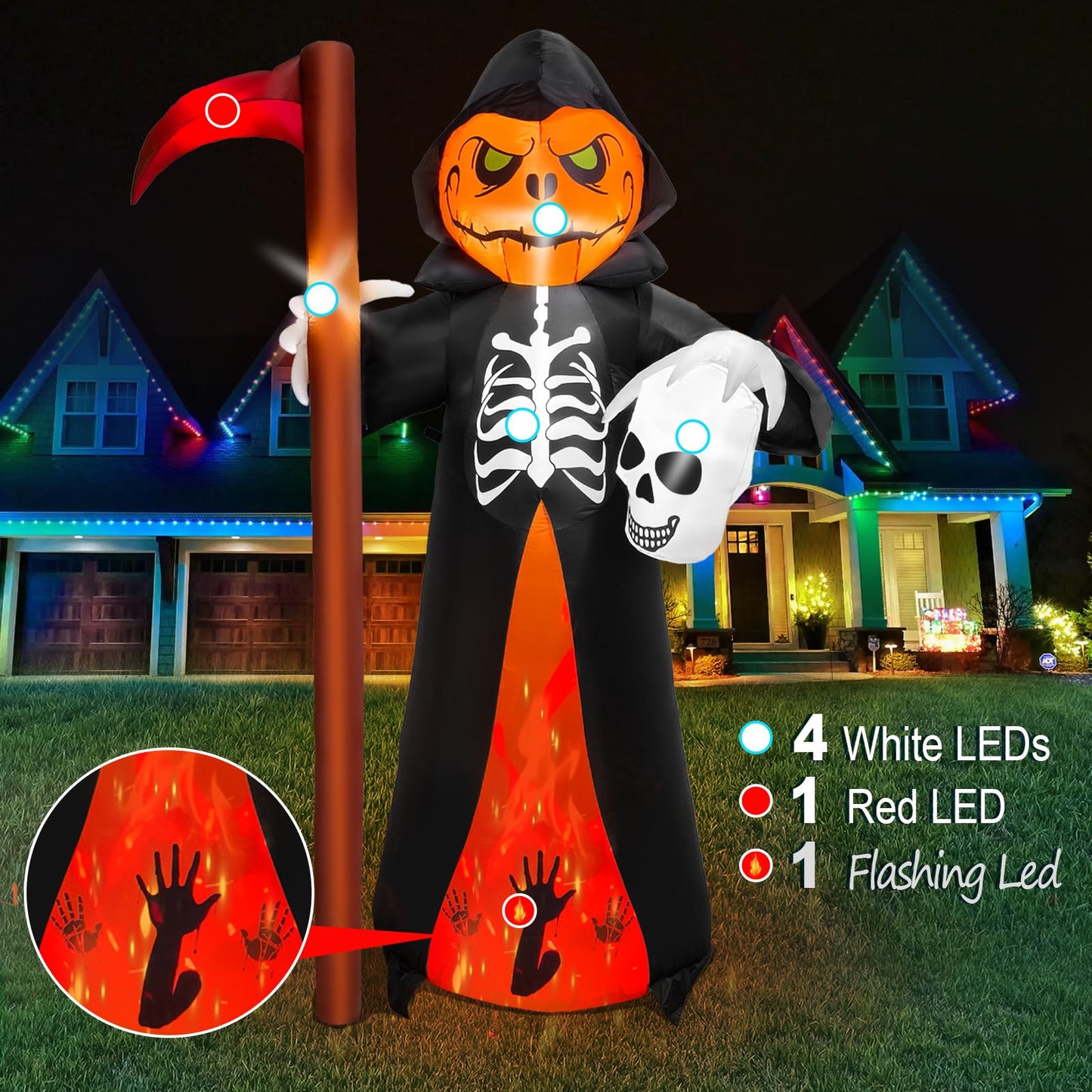 10FT Halloween Inflatable Frankenstein Archway, Halloween Monster Mouth Archway Built-in 6 LEDs for Halloween Inflatables Outdoor Decoration Blow up Frankenstein Arch for Party Haunted House