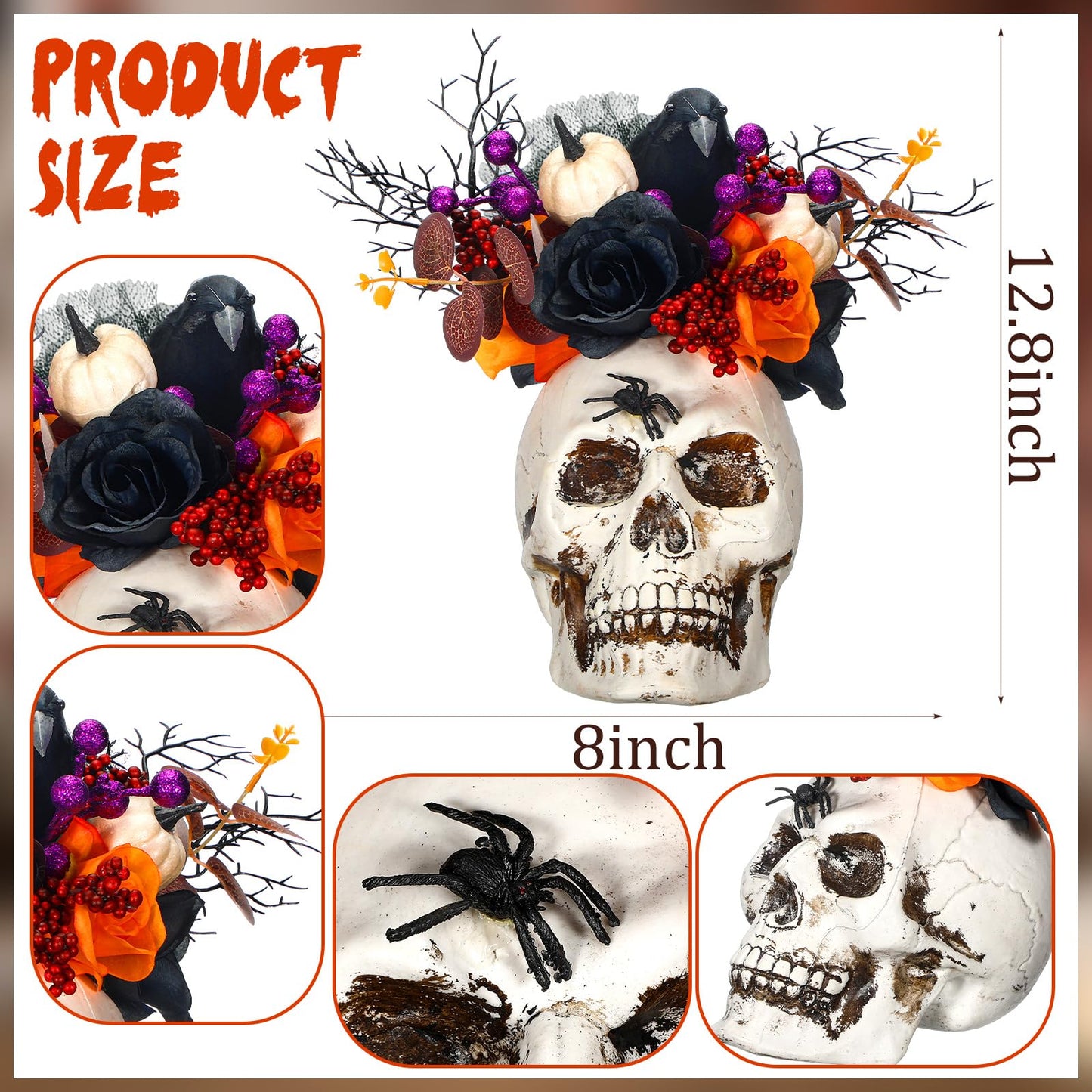 Daifunli Halloween Table Centerpieces Decorations Witch Boot and Pumpkin Artificial Flowers Halloween Tabletop Decorations for Home Kitchen Indoor Haunted Party Decoration 12x17 Inch