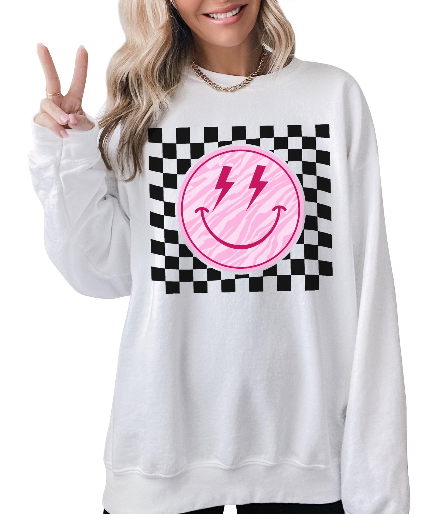 TEEAMORE Smiley Face Sweatshirt