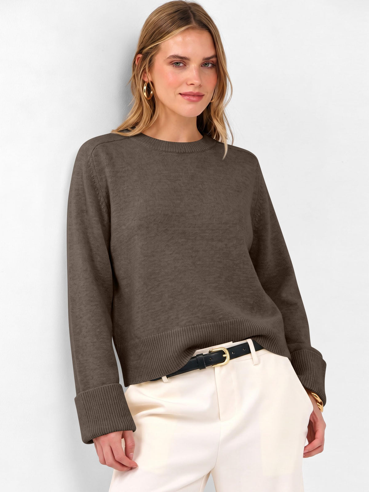 ANRABESS Sweaters for Women Cropped Fall Lightweight Pullover