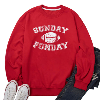 FLOYU Women Sunday Funday Sweatshirt Cute Football Graphic Pullover Game Day Weekend Tops Casual Football Season Shirt