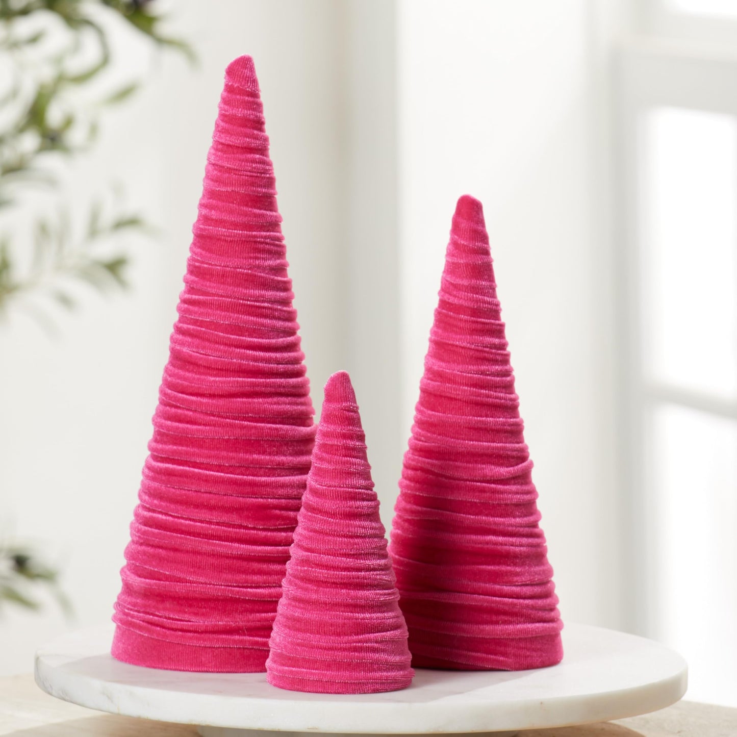 Your Heart's Content Red Velvet Trees Set of 3, Winter Wedding Centerpiece, Valentine Tabletop Tree Decor, Cozy Handmade Romantic Home Decor, Bookshelf Accent, Gift for (Red)