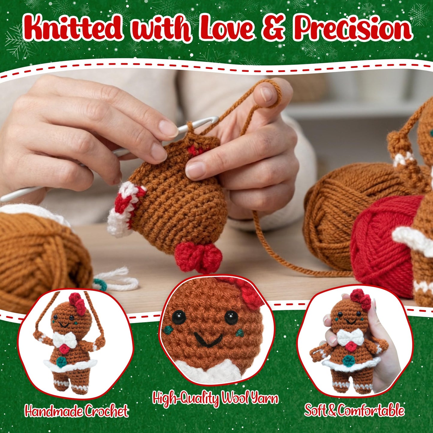 OASSIE Christmas Tree Crochet - Xmas Stocking Stuffers Gifts for Women Men | Christmas Tree Decorations, Christmas Crochet Gifts for Friends/Family/Coworkers, Emotional Support Message, Handmade