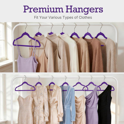 HOUSE DAY Black Velvet Hangers 60 Pack, Non Slip Clothes Felt Hanger Heavy Duty for Coat, Premium Slim Space Saving Suit Hangers for Closet Organizer, 360° Rotating Silver Hook