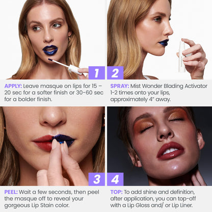 Wonderskin Wonder Blading All Day Lip Stain Peel Off Masque - Long Lasting, Waterproof and Transfer Proof Nude Lip Tint, Matte Finish Peel Off Makeup (Adore Masque)
