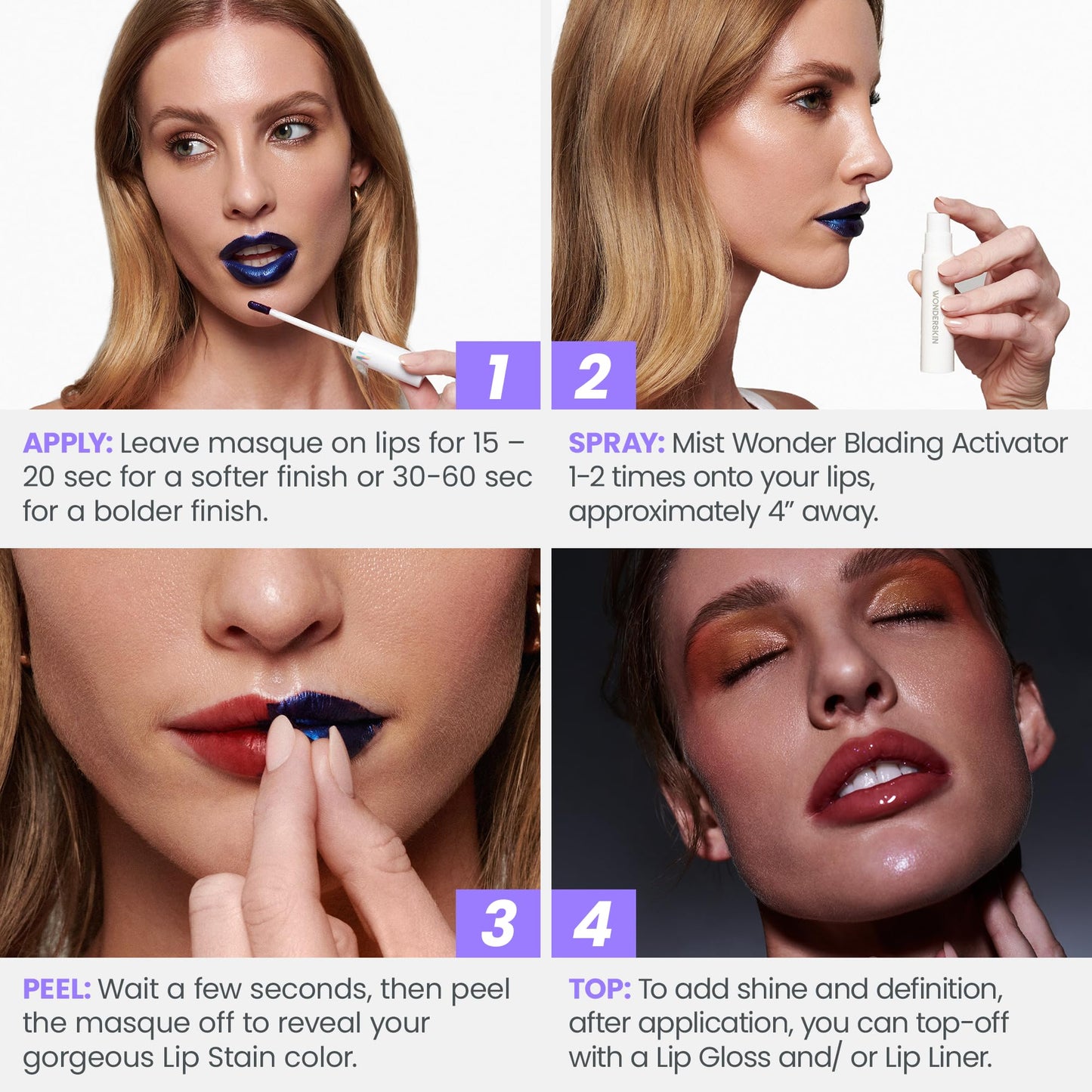 Wonderskin Wonder Blading All Day Lip Stain Peel Off Masque - Long Lasting, Waterproof and Transfer Proof Nude Lip Tint, Matte Finish Peel Off Makeup (Adore Masque)