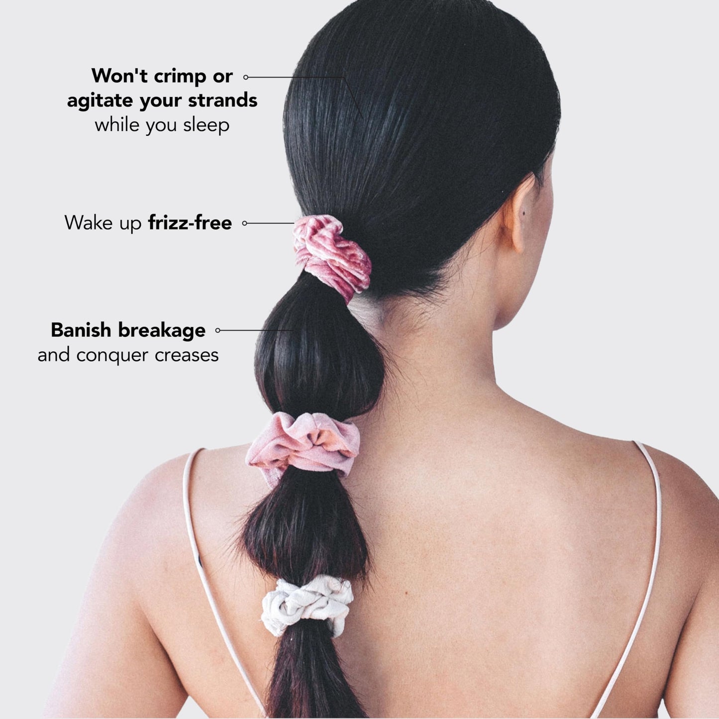Kitsch Ultra-Petite Satin Scrunchies for Women - Cherry Blossom, 5pcs