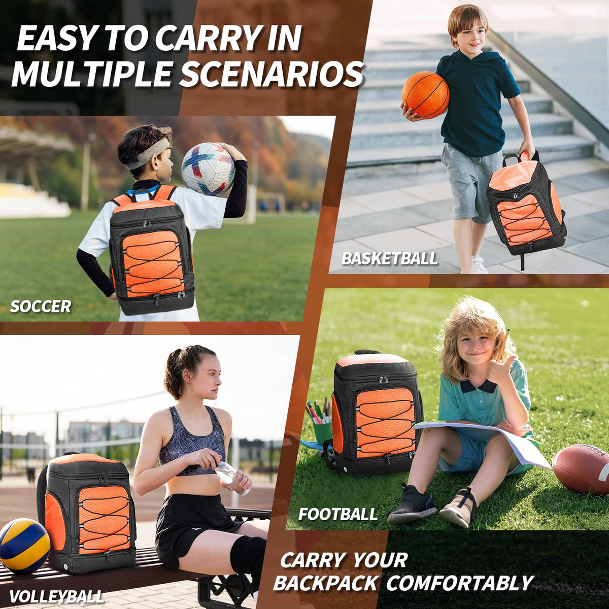 Soccer Backpack,Soccer Bag with Ball Holder and Shoe Compartment
