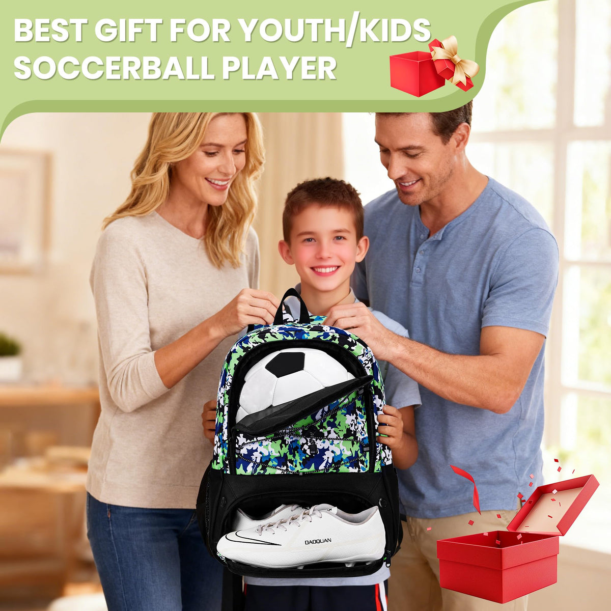 Hsmihair Soccer Bag,Youth Soccer Backpack with Ball and Cleat Compartment