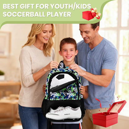 Hsmihair Soccer Bag,Youth Soccer Backpack with Ball and Cleat Compartment