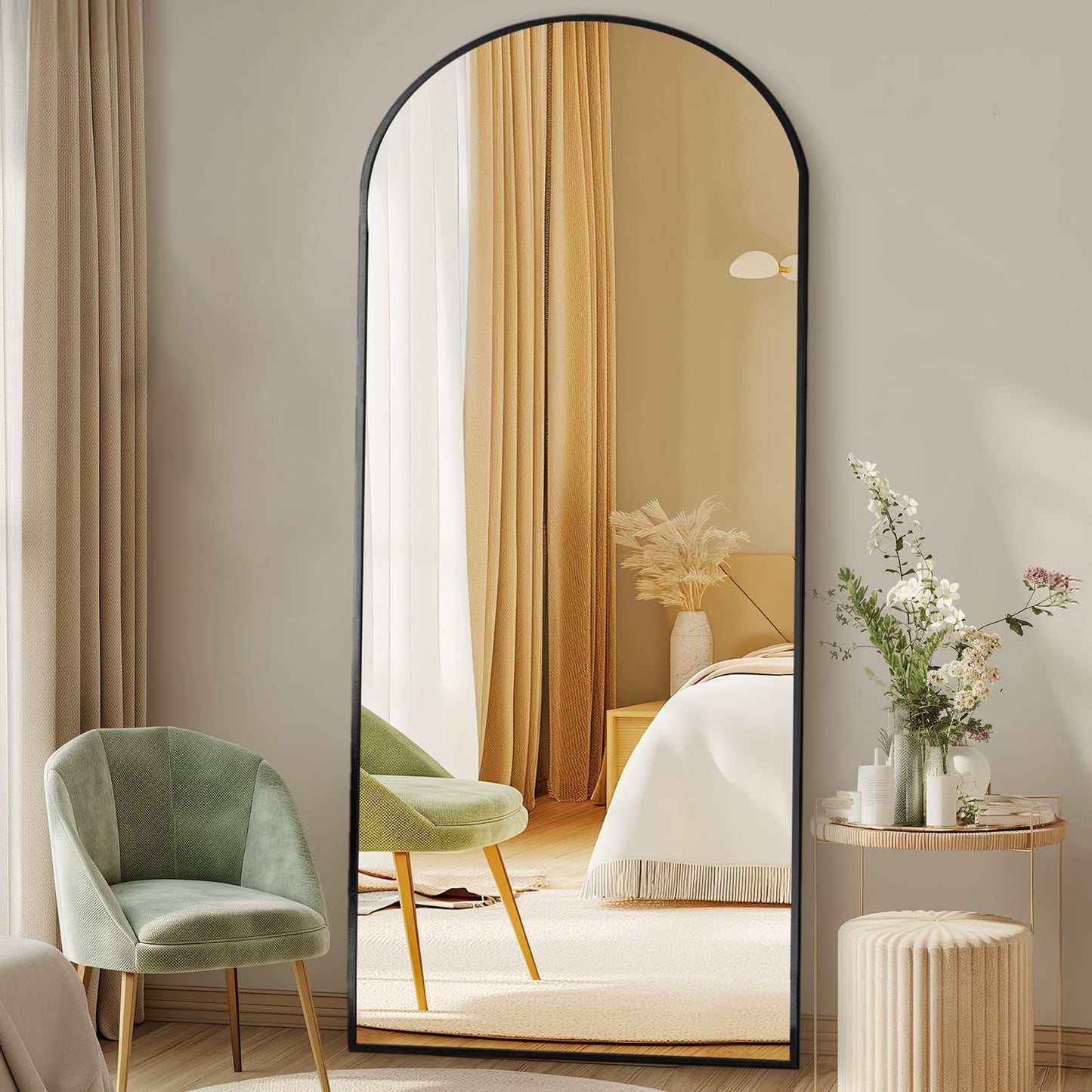 DUMOS 59"x16" Arched Full Length Mirror with Stand