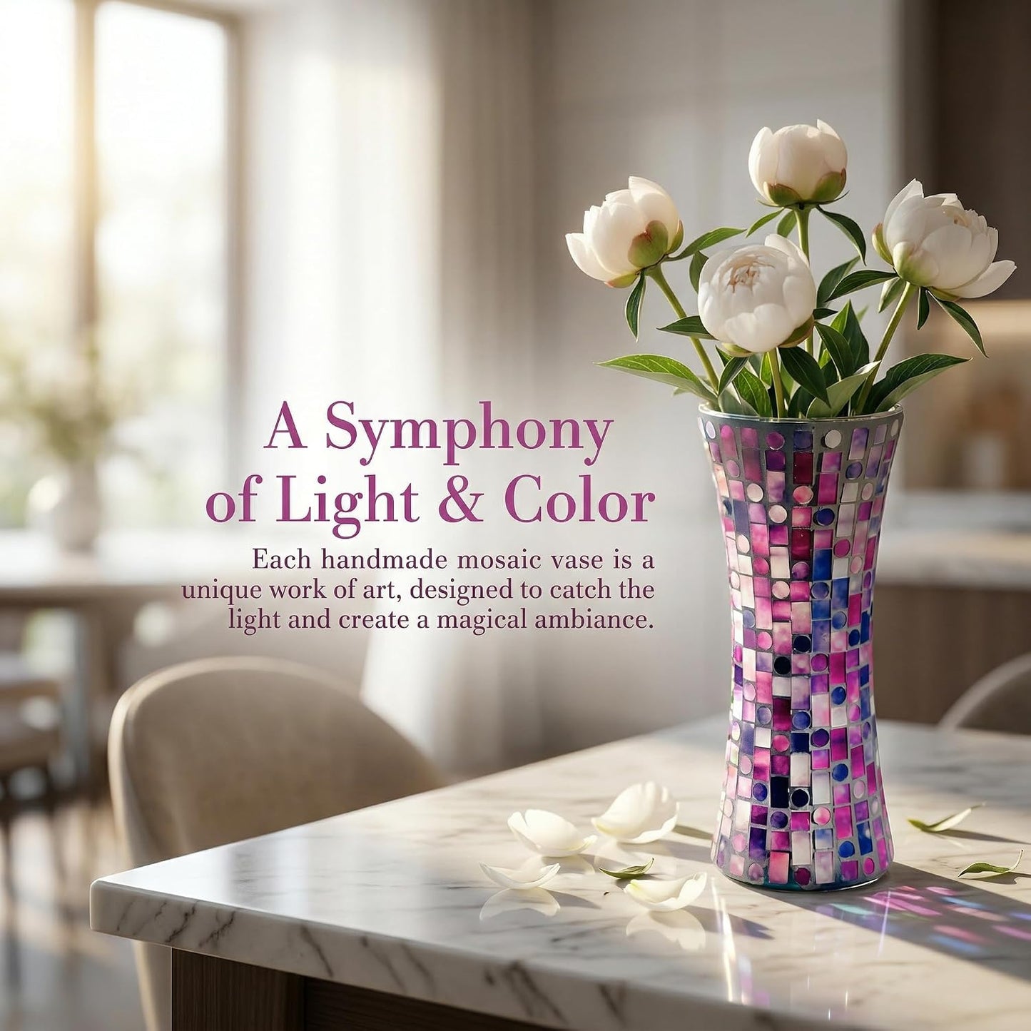 11.6" H Purple Red Mosaic Vase