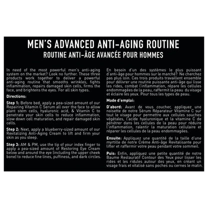 Brickell Men's Advanced Anti-Aging Routine, Night Face Cream, Facial Serum and Eye Cream, With Hyaluronic Acid, Vitamin C, and MSM, Scented, Skin Care Gift Set