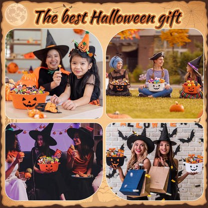 Newtay 3 Pcs Halloween Spooky Woven Baskets Set Empty Gift Baskets