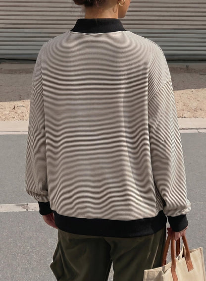 Dokotoo Striped Sweatshirt for Women Oversized Mock Neck Pullover Tops 2026
