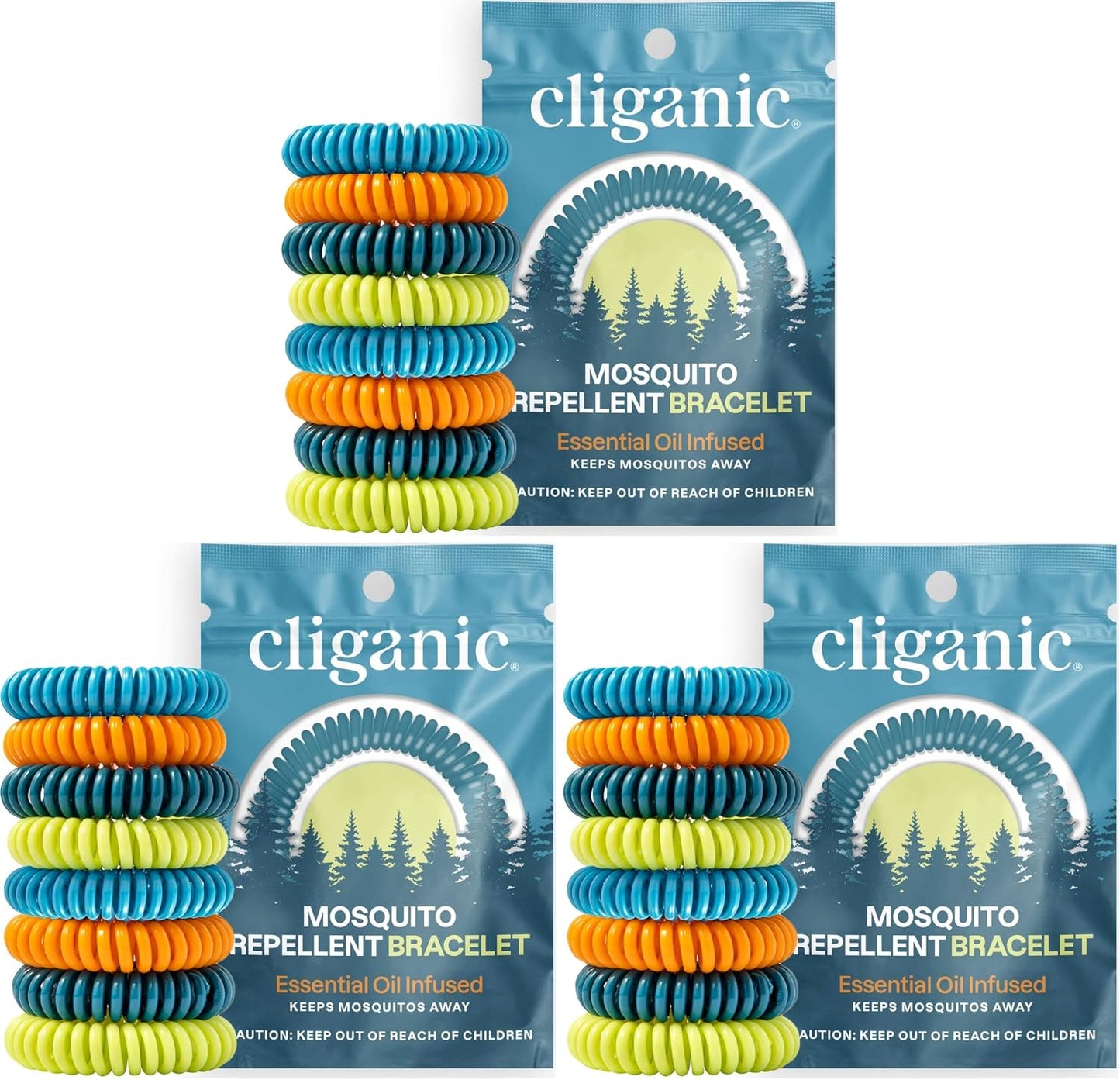 Cliganic Mosquito Repellent Bracelets for Kids & Adults, Natural, 20 Pack