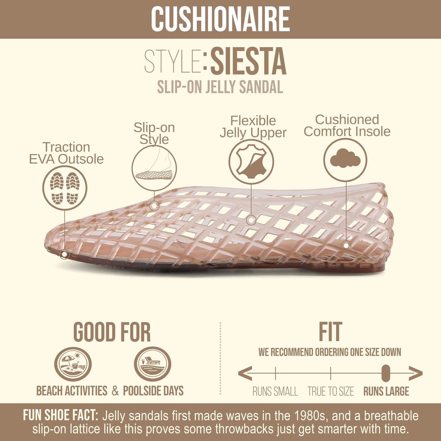 CUSHIONAIRE Siesta Modern Lattice Ballet Flats for Women, Comfortable Slip On Pointed Toe Womens Jelly Shoes