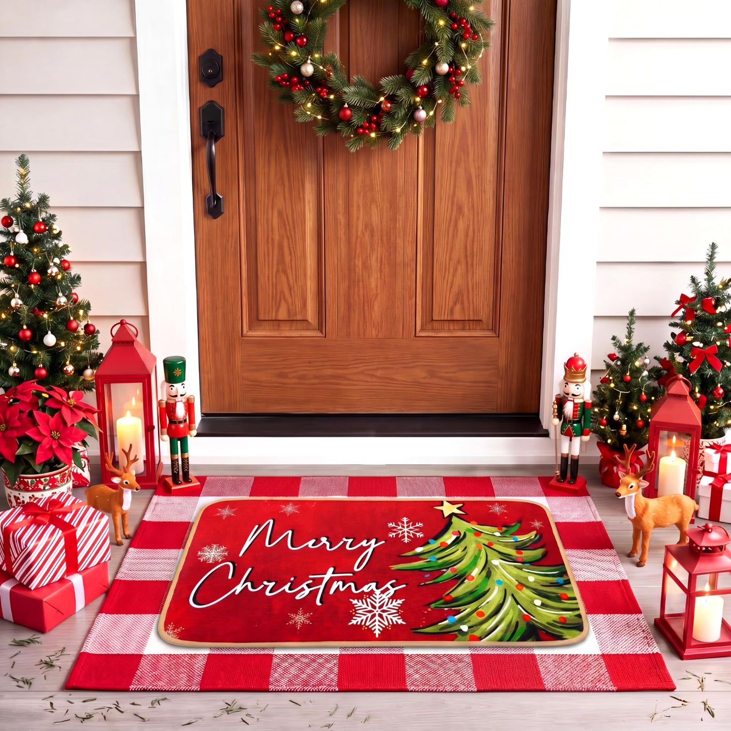 Tinideya 2 Pcs Halloween Door Mats Outdoor Layered Ghost Front Door Mat
