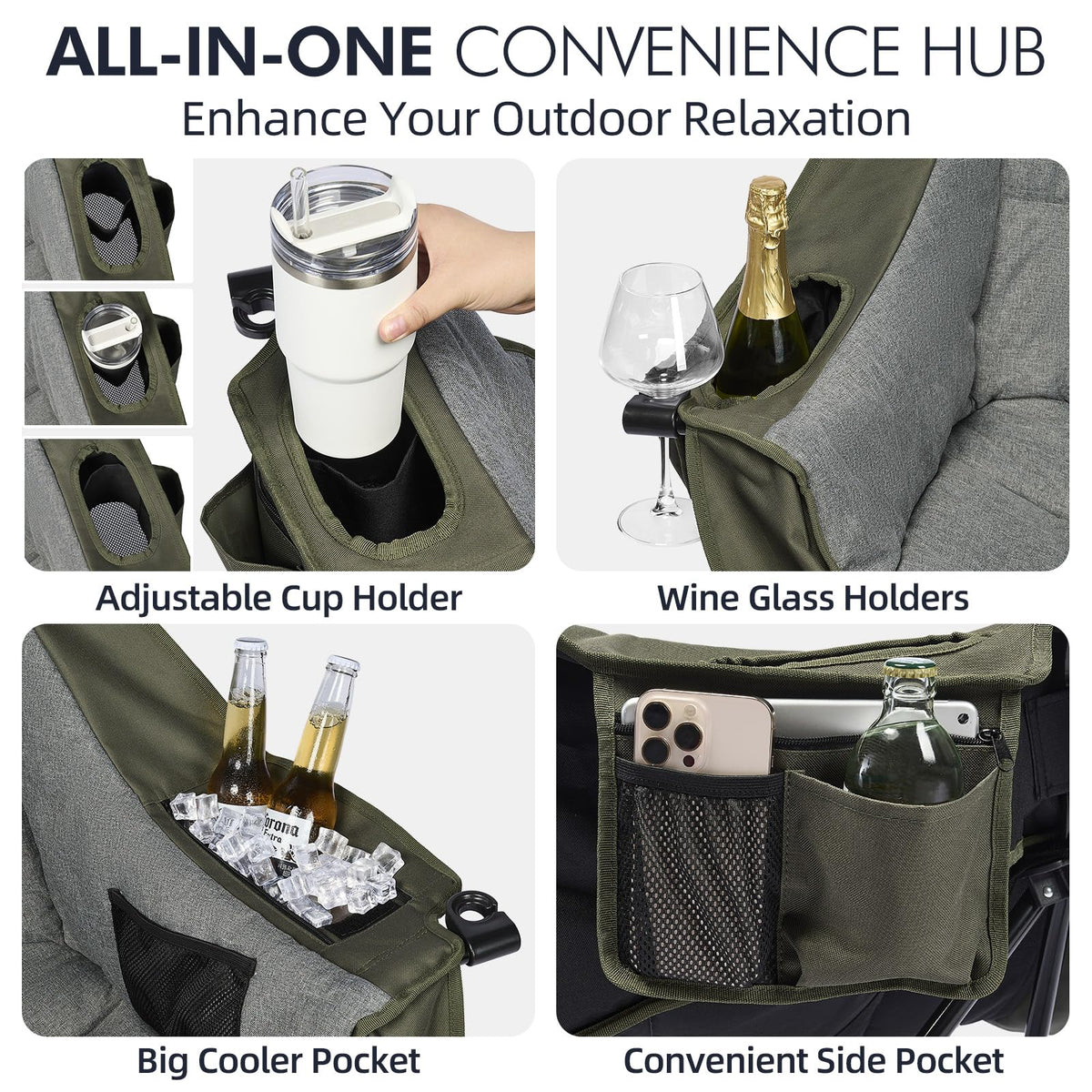 Oversized Camping Chairs for Adults - Heavy Duty Padded Outdoor Camp Chair