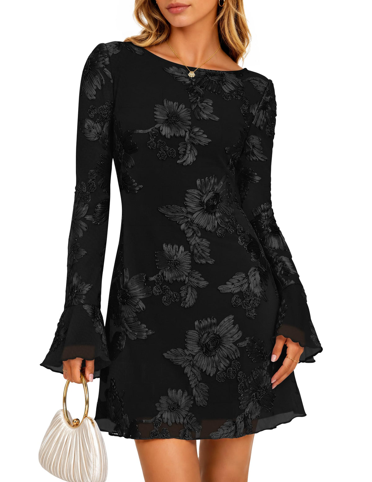 ZESICA Women's 2026 Fall Floral Wedding Guest Cocktail Mini Dress